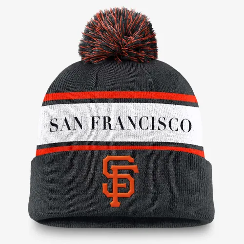 San Francisco Giants Team Stripe Peak мужские Nike MLB Cuffed Pom Beanie цвет черный