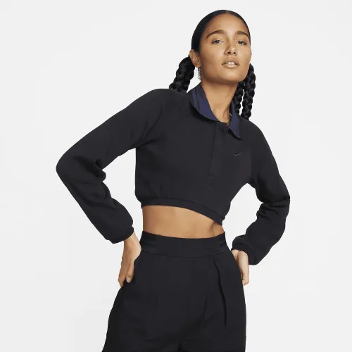 Nike Sportswear Collection женская Cropped Long-Sleeve Polo цвет черный