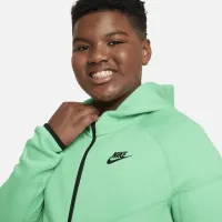Nike Sportswear Tech Fleece Big детские (для мальчиков) Full-Zip Толстовка с капюшоном (Extended Size) цвет зеленый
