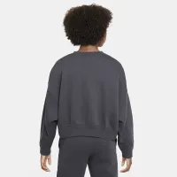 Nike Sportswear Big детские (Girls') оверсайз Fleece Crew-Neck свитшот цвет серый