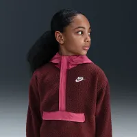 Nike Sportswear Club Fleece Big дитячі Loose 1/4-Zip Толстовка з капюшоном колір червоний