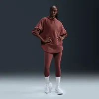 Nike One женская оверсайз Therma-FIT Pullover Fleece Толстовка с капюшоном цвет коричневый