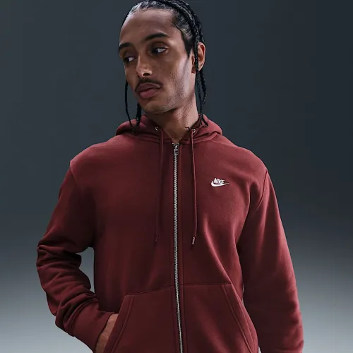 Nike Club мужские Full-Zip Fleece Толстовка с капюшоном цвет красный