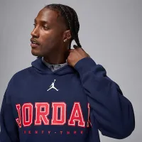 Nike Jordan Brooklyn Fleece мужские оверсайз Pullover Толстовка с капюшоном синий