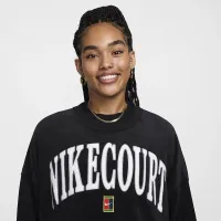 NikeCourt Heritage жіноча Over-оверсайз Crew-Neck Graphic Tennis світшот колір чорний