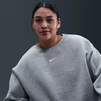 Nike Sportswear Phoenix Fleece женская оверсайз Crew-Neck свитшот (большие размеры) цвет серый