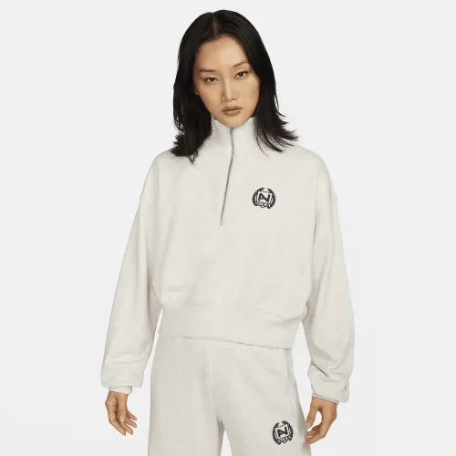 Nike Sportswear женская оверсайз 1/2-Zip Crop Fleece свитшот цвет коричневый