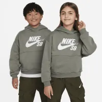 Nike SB Icon Fleece EasyOn Big дитячі оверсайз Pullover Толстовка з капюшоном колір сірий