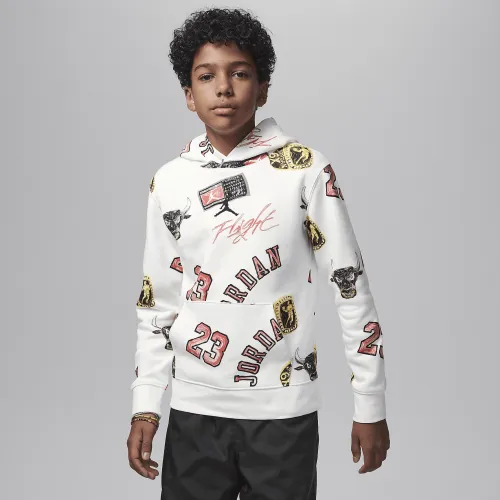 Nike Jordan MJ Essentials Big детские Printed Pullover Толстовка с капюшоном цвет белый