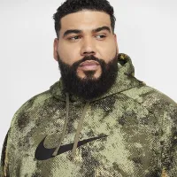 Nike Camo мужские Therma-FIT Versatile Pullover Толстовка с капюшоном цвет зеленый