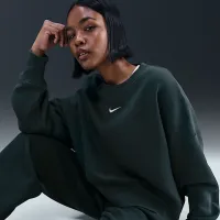Nike Sportswear Phoenix Fleece женская Over-оверсайз Crew-Neck свитшот цвет зеленый