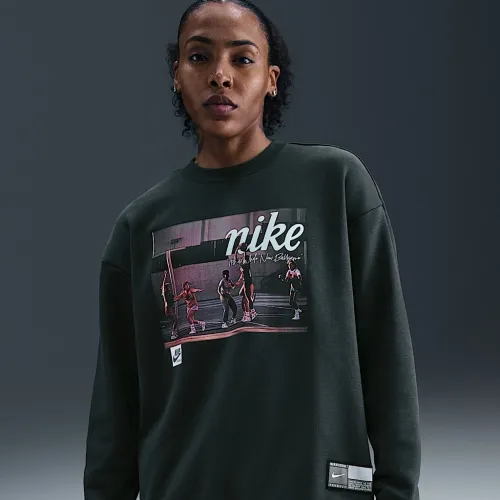 Nike Club Fleece жіноча Loose Crew колір зелений