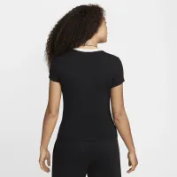 Nike Sportswear Chill Knit жіноча Slim Cropped Tee колір чорний