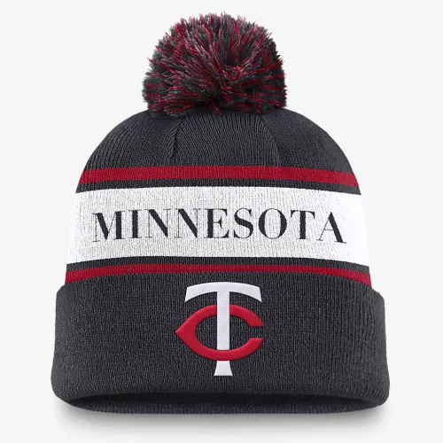 Minnesota Twins Team Stripe Peak чоловічі Nike MLB Cuffed Pom Beanie блакитний