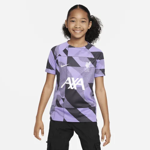 Liverpool FC Academy Pro Third Big детские Nike Dri-FIT Soccer Pre-Match Top цвет фиолетовый