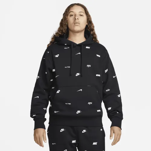Nike Club Fleece чоловічі Allover Print Pullover Толстовка з капюшоном колір чорний
