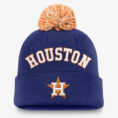 Houston Astros Peak мужские Nike MLB Cuffed Pom Beanie синий