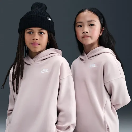 Nike Sportswear Club Fleece Big дитячі оверсайз Pullover Толстовка з капюшоном колір фіолетовий