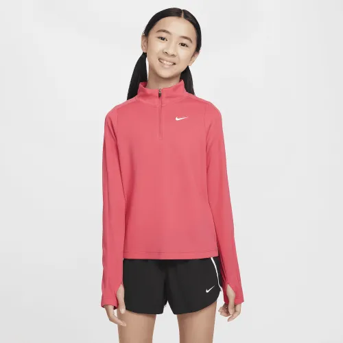 Nike Girls' Dri-FIT Long-Sleeve 1/4-Zip Top Pink