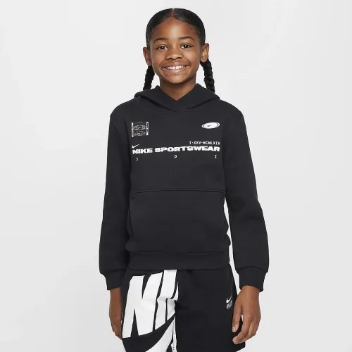Nike Sportswear Club Fleece Big детские Pullover Толстовка с капюшоном цвет черный