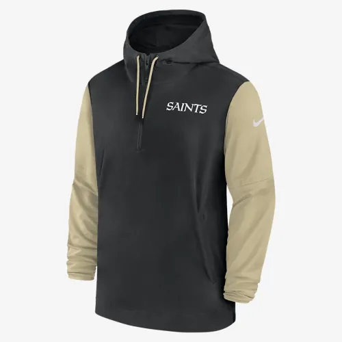 New Orleans Saints Sideline Pre-Game Player мужские Nike NFL 1/2-Zip Hooded Куртка цвет черный