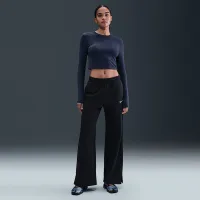 Nike Sportswear Chill Knit женская Slim Long-Sleeve Cropped Top синий