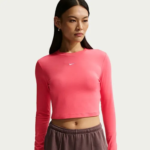 Nike Sportswear Chill Knit женская Slim Long-Sleeve Cropped Top Pink
