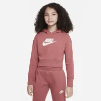 Nike Sportswear Club Big детские (Girls') French Terry Cropped Толстовка с капюшоном цвет красный