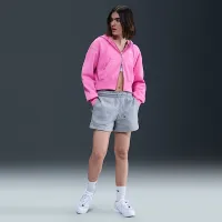 Nike Sportswear Phoenix Fleece женская Loose Full-Zip Cropped Толстовка с капюшоном Pink