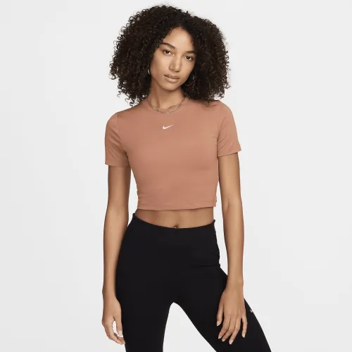 Nike Sportswear Essential женская Slim Cropped футболка цвет коричневый