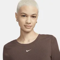 Nike Sportswear Chill Knit жіноча Tight Scoop-Back Short-Sleeve Mini-Rib Top колір коричневий