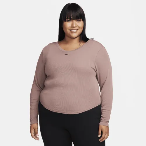 Nike Sportswear Chill Knit жіноча Tight Scoop-Back Long-Sleeve Mini-Rib Top (великі розміри) колір фіолетовий