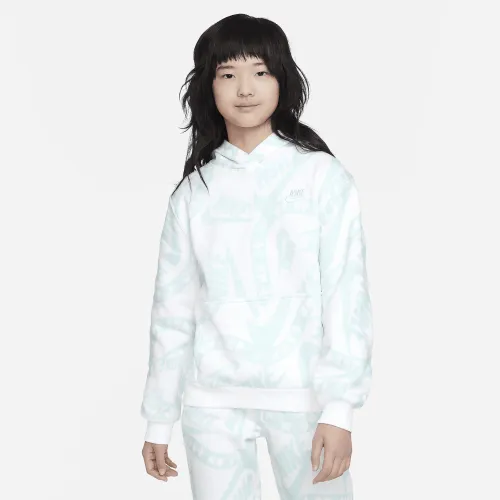 Nike Sportswear Club Fleece Big детские Printed Pullover Толстовка с капюшоном цвет зеленый
