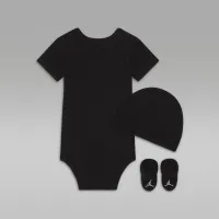 Nike Jordan Black & Gold Bodysuit, Hat and Booties Box Set Baby Set Black