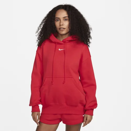 Nike Sportswear Phoenix Fleece женская оверсайз Pullover Толстовка с капюшоном цвет красный