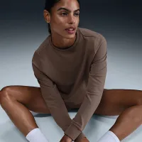 Nike Dri-FIT One женская Crew-Neck French Terry свитшот цвет коричневый