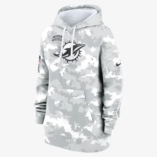 Miami Dolphins Salute to Service Primary Edge Club жіноча Nike NFL Pullover Толстовка з капюшоном колір білий