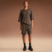 NikeSKIMS Airy жіноча оверсайз V-Neck футболка колір коричневий
