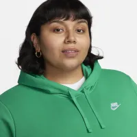 Nike Sportswear Club Fleece женская Pullover Толстовка с капюшоном (большие размеры) цвет зеленый