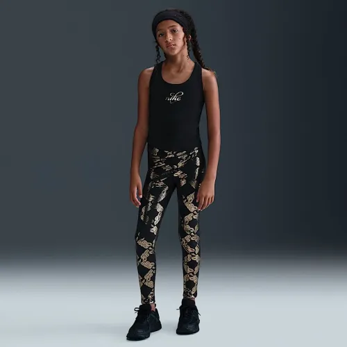 Nike One Big детские (Girls') Dri-FIT Printed лосины цвет черный