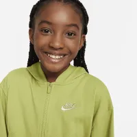 Nike Sportswear Big детские (Girls') Full-Zip Толстовка с капюшоном цвет зеленый