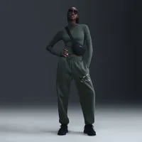 Nike Sportswear Phoenix Fleece женская С высокой Талией оверсайз Pants цвет зеленый