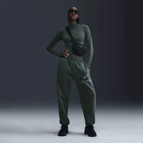 Nike Sportswear Phoenix Fleece женская С высокой Талией оверсайз Pants цвет зеленый