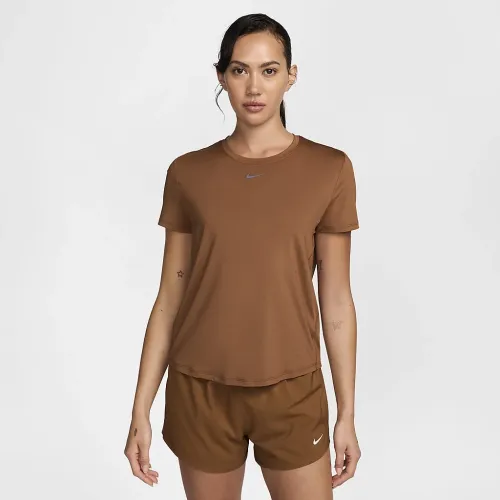 Nike One Classic жіноча Dri-FIT Short-Sleeve Top колір коричневий