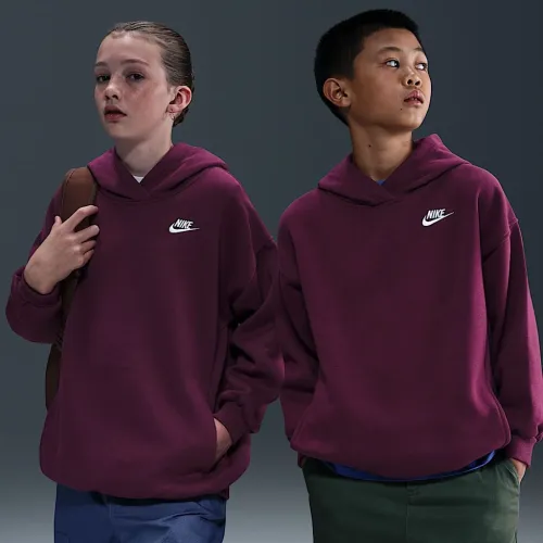 Nike Sportswear Club Fleece Big дитячі оверсайз Pullover Толстовка з капюшоном колір червоний