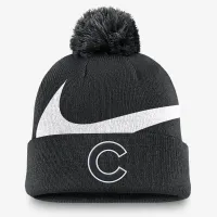 Chicago Cubs Peak чоловічі Nike MLB Cuffed Pom Beanie колір чорний