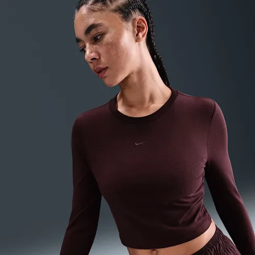 Nike Sportswear Chill Knit женская Slim Long-Sleeve Cropped Top цвет красный