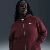 Nike Sportswear Phoenix Fleece женская оверсайз Full-Zip Толстовка с капюшоном (большие размеры) цвет красный