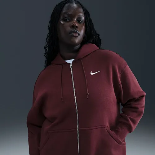 Nike Sportswear Phoenix Fleece женская оверсайз Full-Zip Толстовка с капюшоном (большие размеры) цвет красный