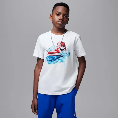 Nike Jordan Big детские AJ1 Wave футболка цвет белый